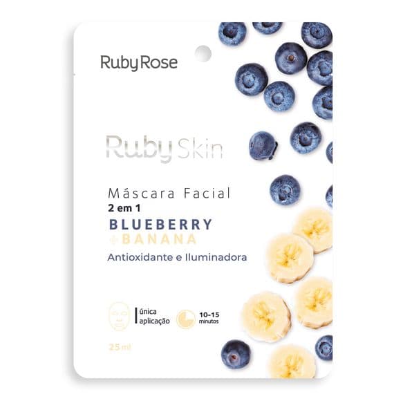 Máscara Facial de Tecido Blueberry e Banana