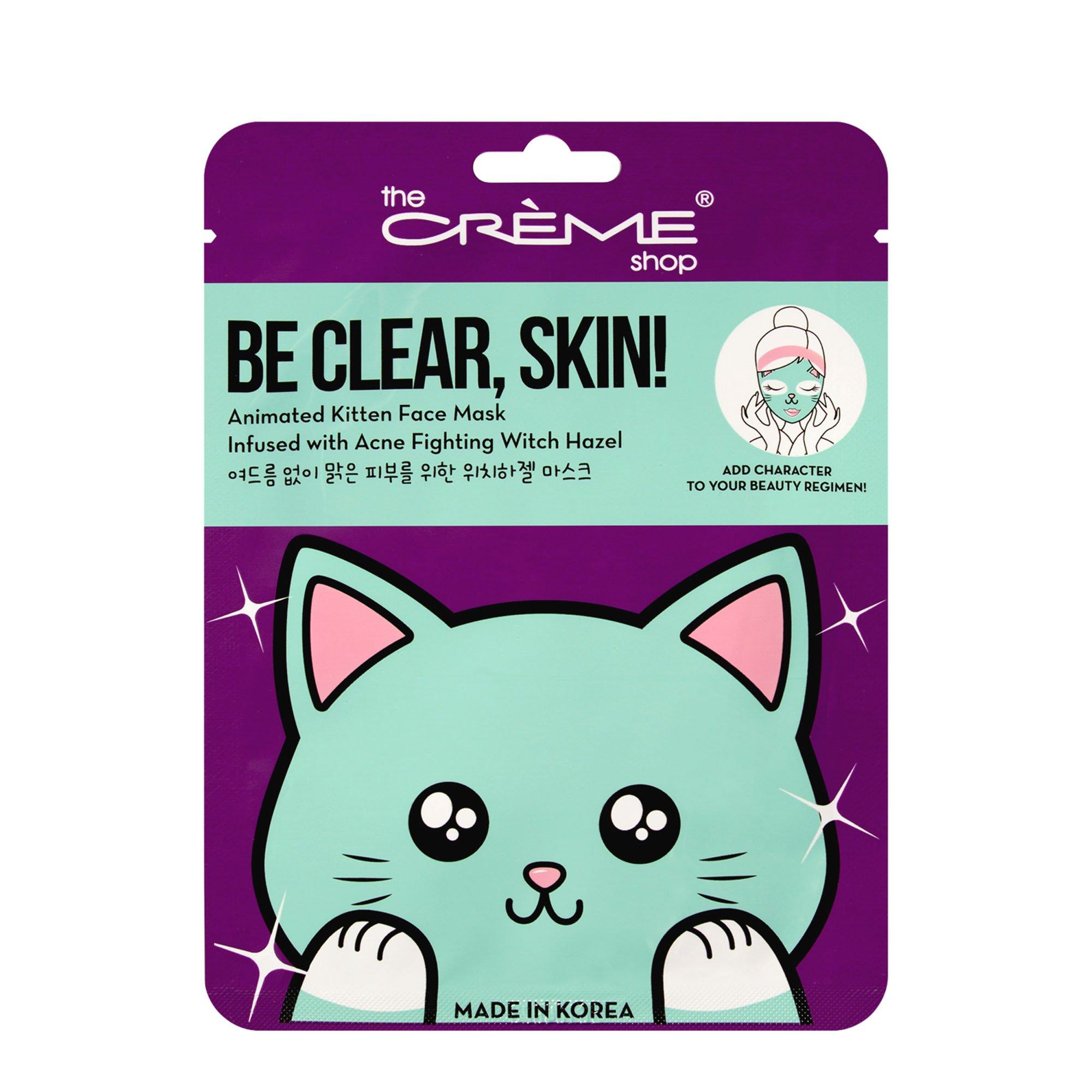 Be Clear, Skin! Animated Kitten Face Mask - Acne Fighting Witch Hazel