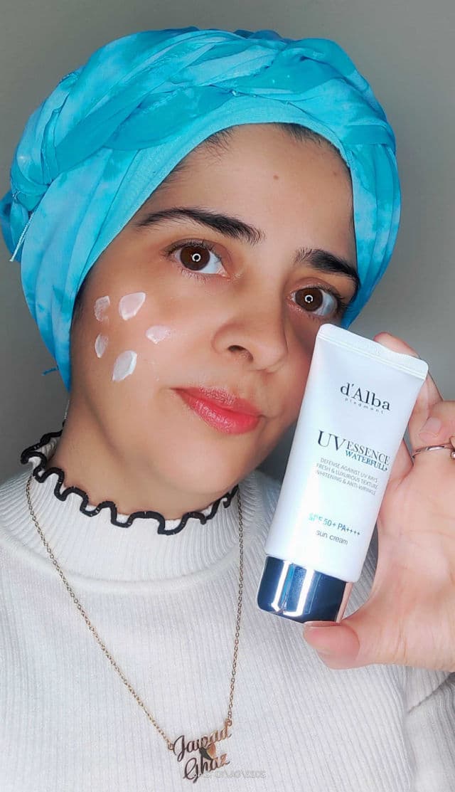 D' Alba Piedmont UV Essence Waterfull Fresh Sun Cream SPF50+ PA++++ review photo by ghazalabeautystyle