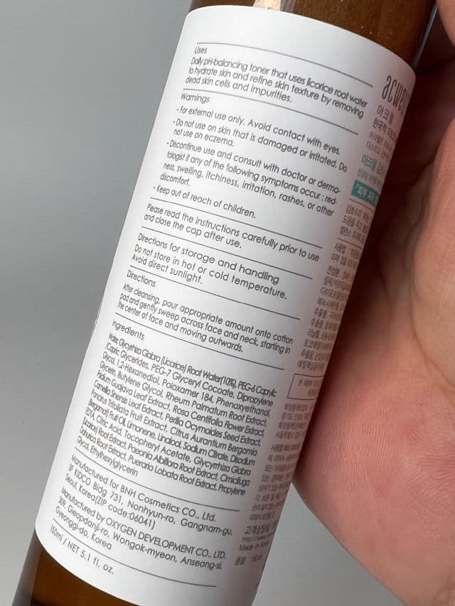 ACWELL Licorice pH Balancing Cleansing Toner review photo by Skinbyrd