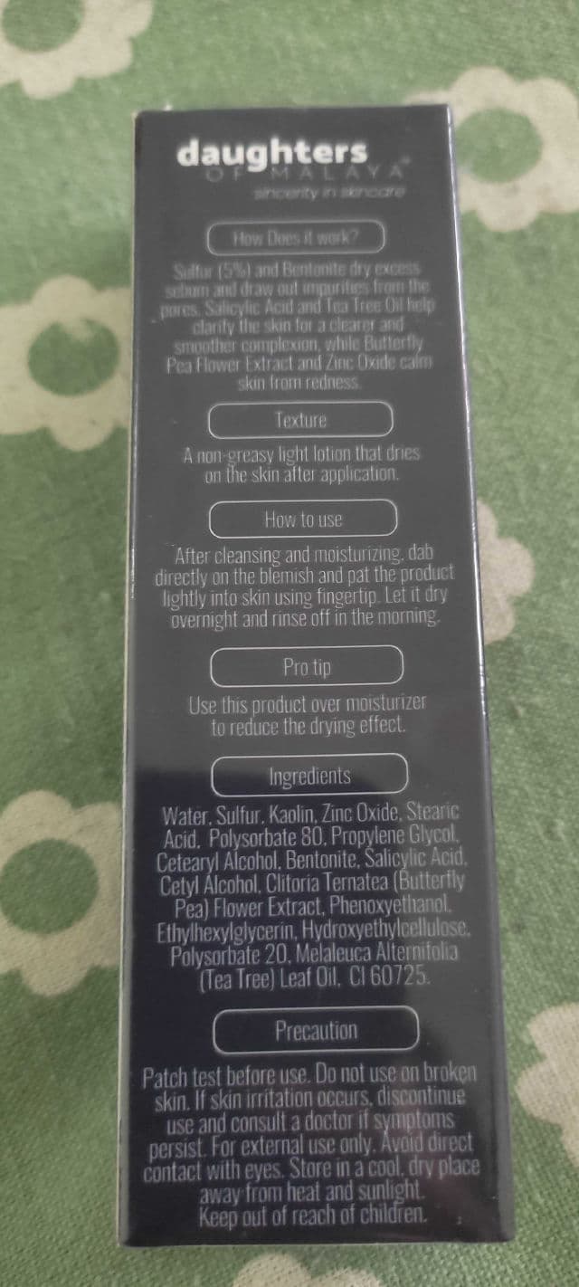 Daughters of Malaya Sulfur Spot Drying Lotion review photo by Jamalia