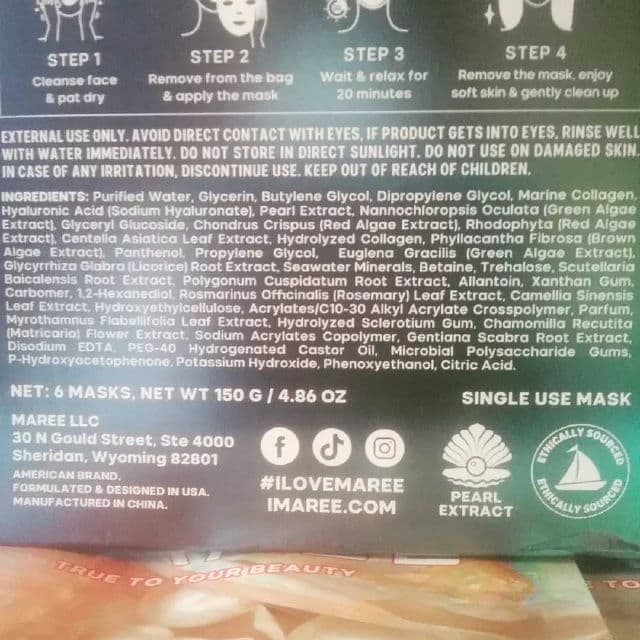 Marée Marine Collagen Facial Masks review photo by Picky36781