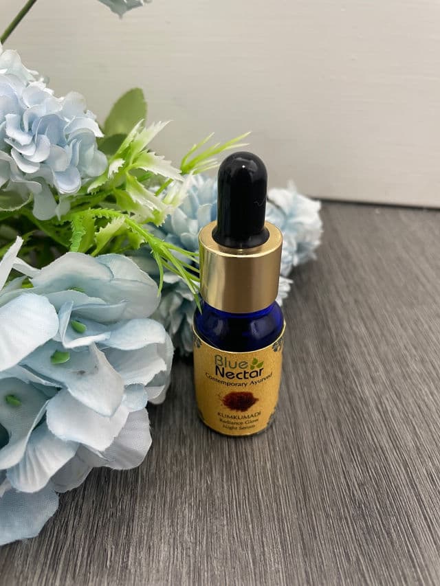 Blue Nectar Kumkumadi Radiance Glow Night Serum review photo by Skincareandfood