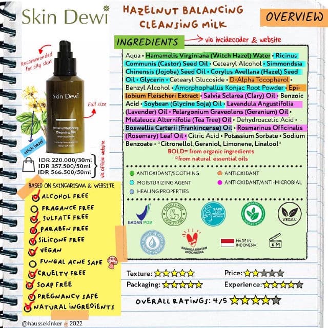 Skin Dewi Hazelnut Balancing Cleansing Milk  review photo by Haussekinker