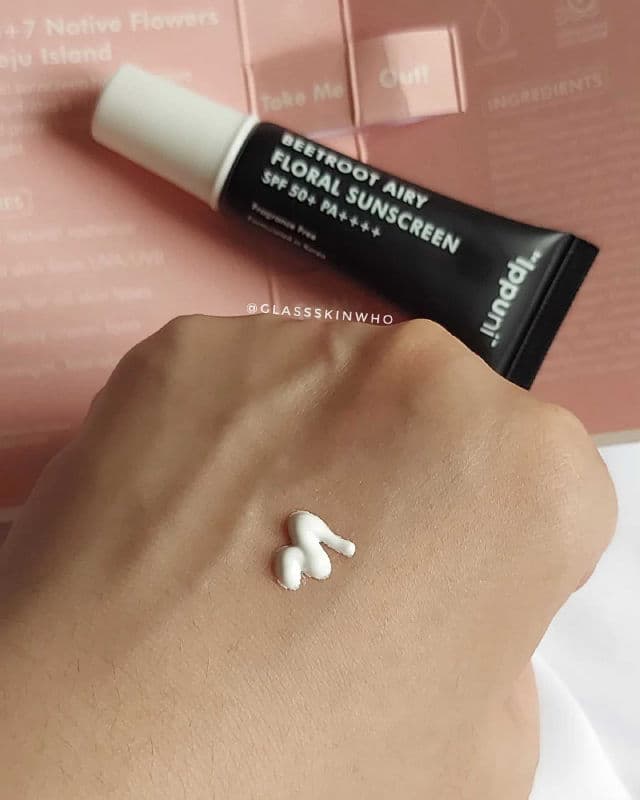 Be.Ippuni Beetroot Airy Floral Sunscreen SPF50+ PA++++ review photo by qilss