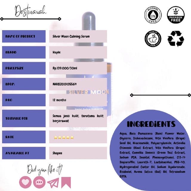 Haple Silver Moon Calming Serum review photo by Destinawah