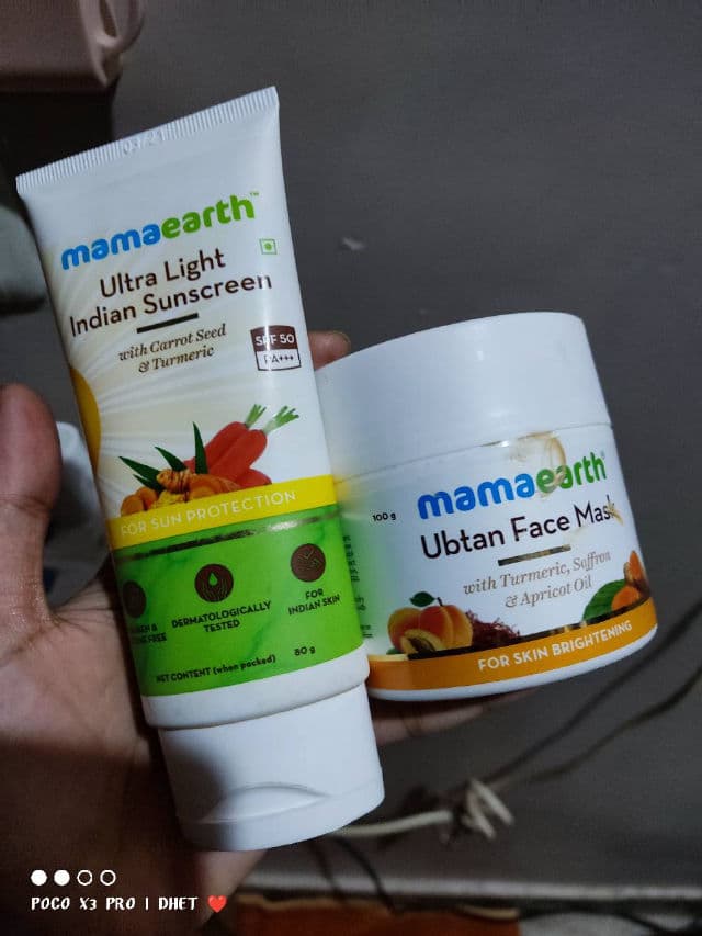 Mamaearth Ultra Light Indian Sunscreen with Carrot Seed, Turmeric & SPF 50 PA+++ review photo by Dhet04