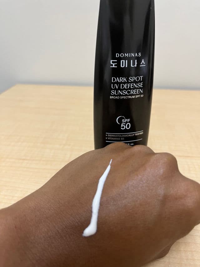 Dominas Dark Spot UV Defense Sunscreen SPF50 review photo by BlankCanvasMakeup