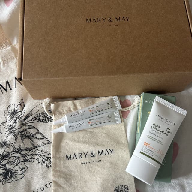 Mary&May Vegan Cica Soothing Sun Cream SPF50+ PA++++  review photo by dearhayami