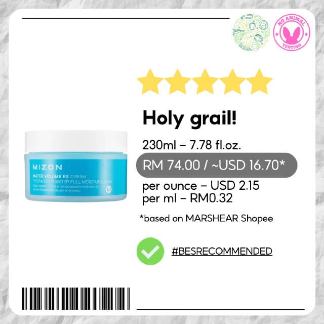 Mizon Water Volume Ex Cream review photo by skinwithbes