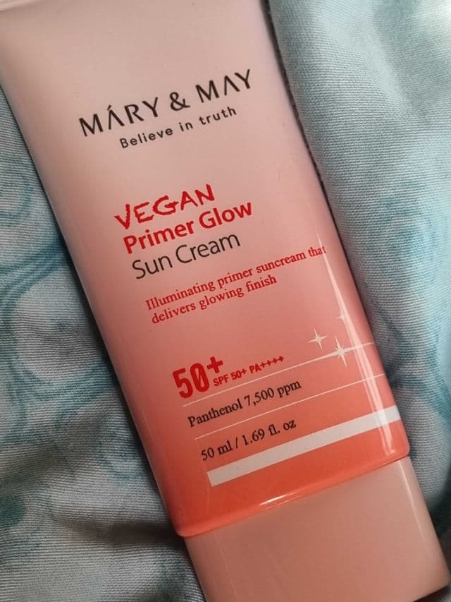 Mary&May Vegan Primer Glow Sun Cream SPF50+ PA++++ review photo by glowandsunshine