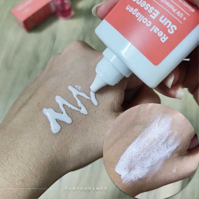 One-day's you Real Collagen Sun Essence SPF50+ PA++++ review photo by RubyonWings
