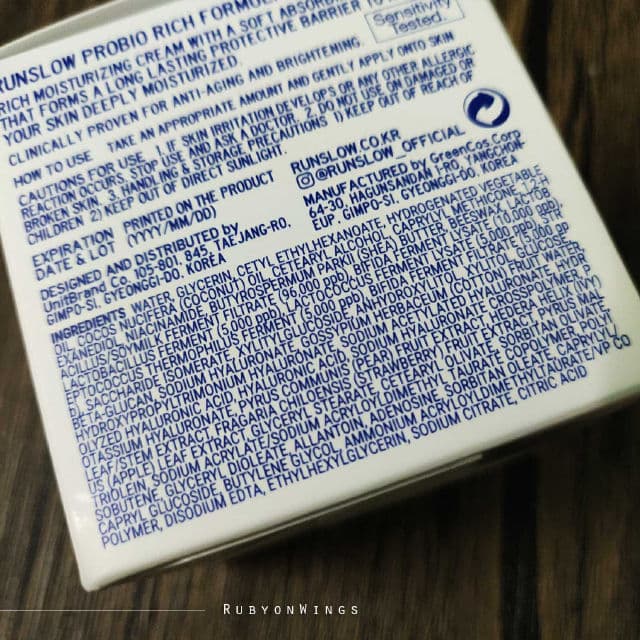 Runslow Probio Rich Melting Cream review photo by RubyonWings