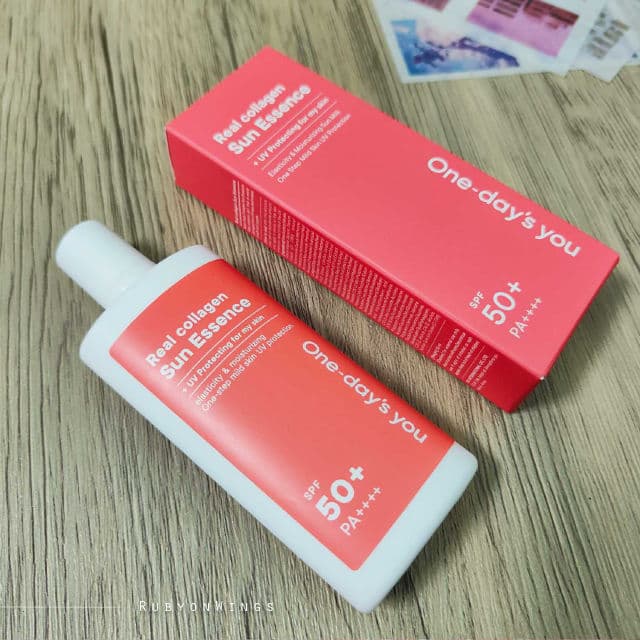 One-day's you Real Collagen Sun Essence SPF50+ PA++++ review photo by RubyonWings