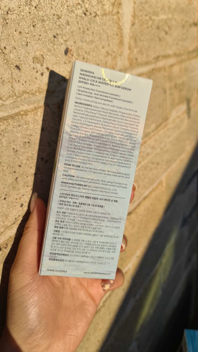 SKIN1004 Madagascar Centella Hyalu-Cica Water-Fit Sun Serum SPF50+ PA++++ review photo by PinkPeach