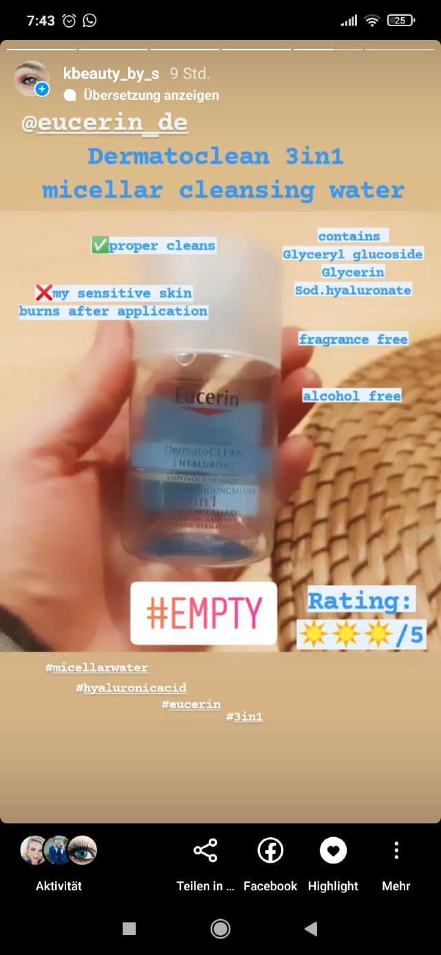 Eucerin DermatoCLEAN [Hyaluron] Micellar Water 3 in 1 review photo by kbeautysandra