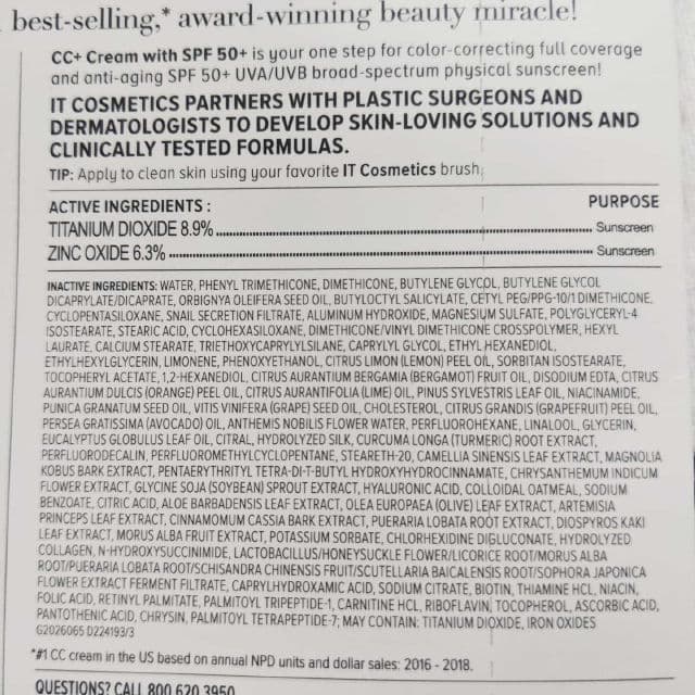 It Cosmetics CC+ Cream with SPF 50+ review photo by NatalieL