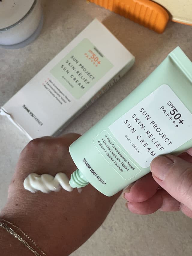 THANK YOU FARMER Sun Project Skin Relief Sun Cream SPF50+ PA++++ review photo by KBlushes