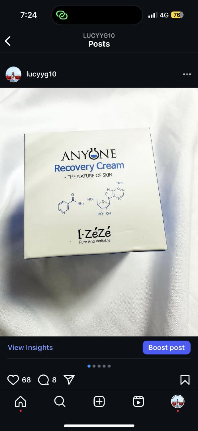 IZEZE Anyone Recovery Cream review photo by lucyyg10