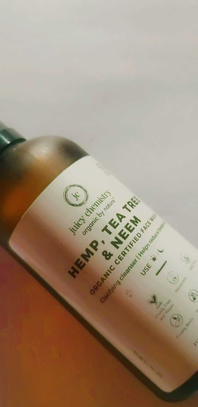 Juicy Chemistry Hemp, Tea Tree & Neem Organic Face Wash review photo by demiskincare