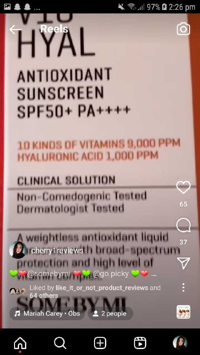 Some By Mi V10 Hyal Hydra Capsule Sunscreen SPF50+ PA++++ review photo by Cherryreveiws
