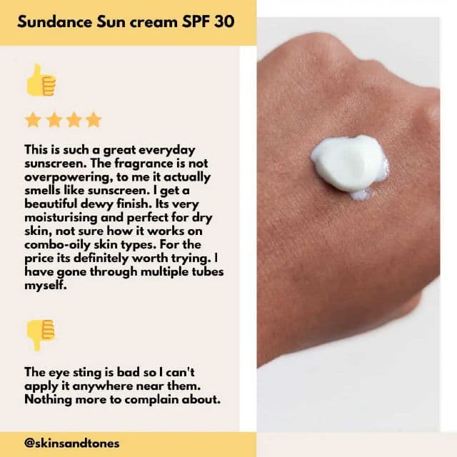 Sundance Sonnencreme LSF 30 (Sun Cream SPF 30) review photo by skinsandtones