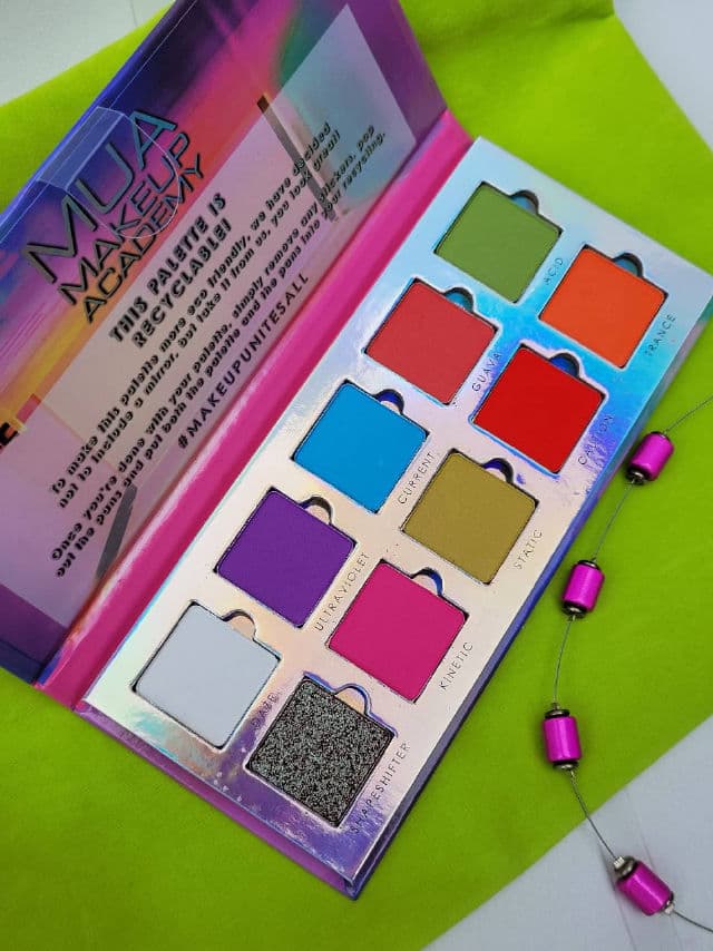 MUA Makeup Academy Neon Lights 10 Shade Paper Eyeshadow Palette review photo by Ruth11