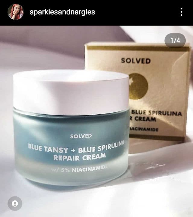 Solved Skincare Blue Tansy + Blue Spirulina w/ 5% Niacinamide Repair Cream review photo by sparklesandnargles