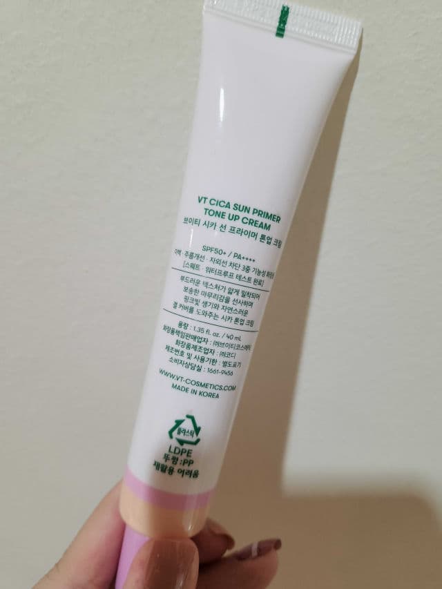 VT COSMETICS Cica Sun Primer Tone Up Cream SPF50+ PA++++ review photo by lihueyy