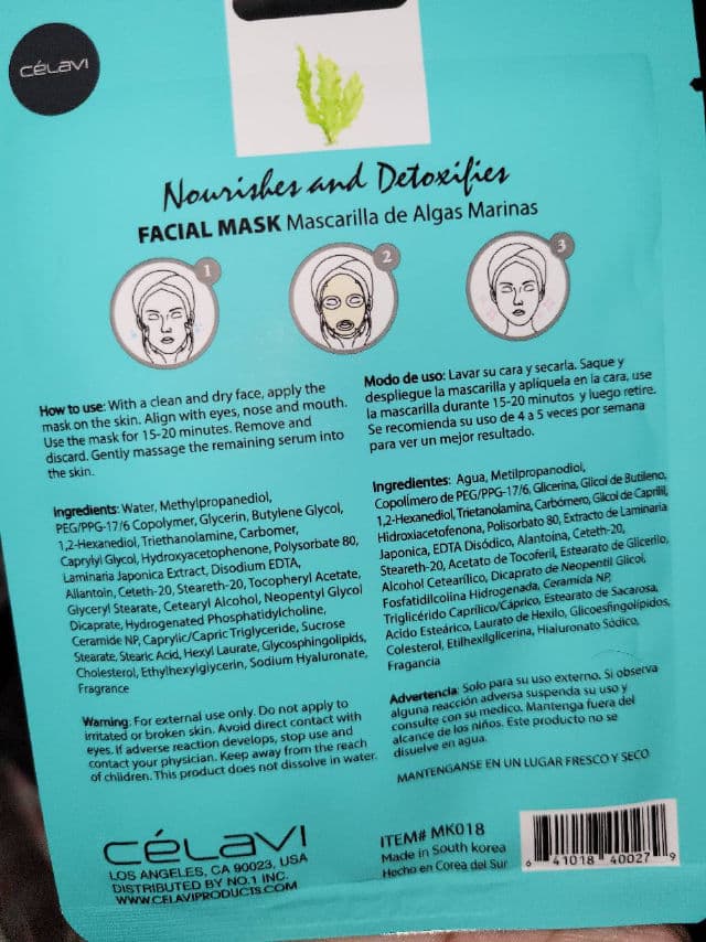 Celavi Seaweed Facial Sheet Mask review photo by DrMoate