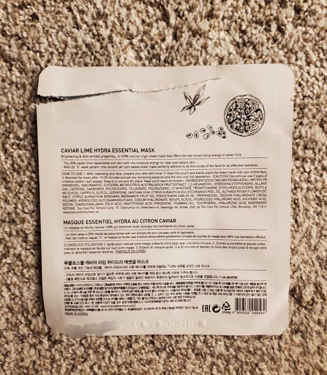 TOO COOL FOR SCHOOL Caviar Lime Hydra Essential Mask review photo by OreLu