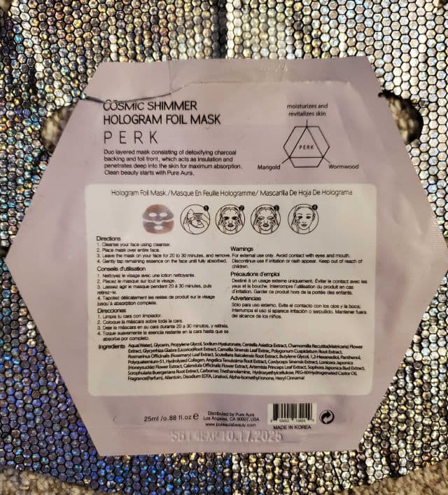 Pure Aura Cosmic Shimmer Foil Facial Face Sheet Mask review photo by OreLu