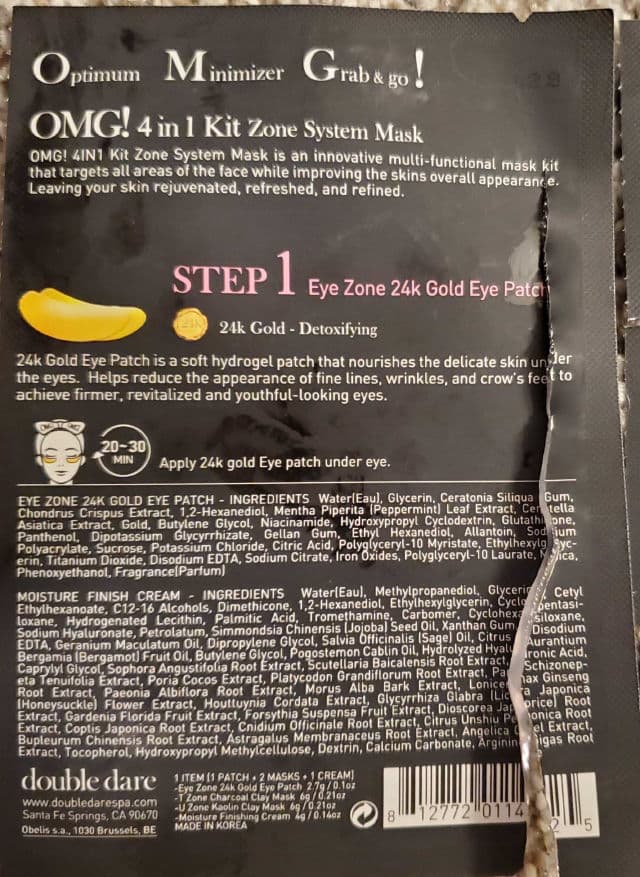 Double Dare OMG! Zone System Beauty Mask Kit - Eye Zone 24k Gold Eye Patch review photo by OreLu