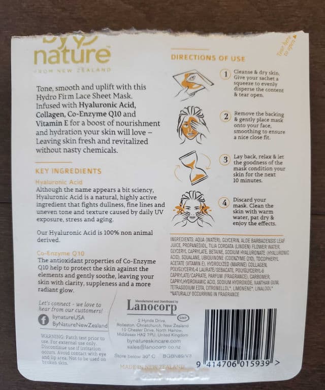 By Nature Hydro Firm Lace Face Mask review photo by OreLu