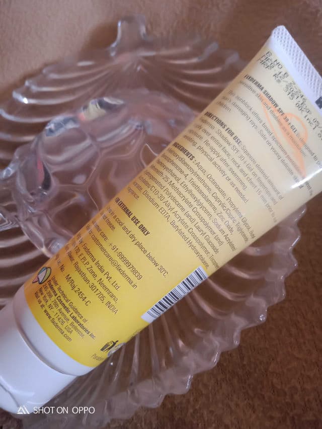 FixDerma Shadow SPF 30+ Sunscreen Gel review photo by Hanaya