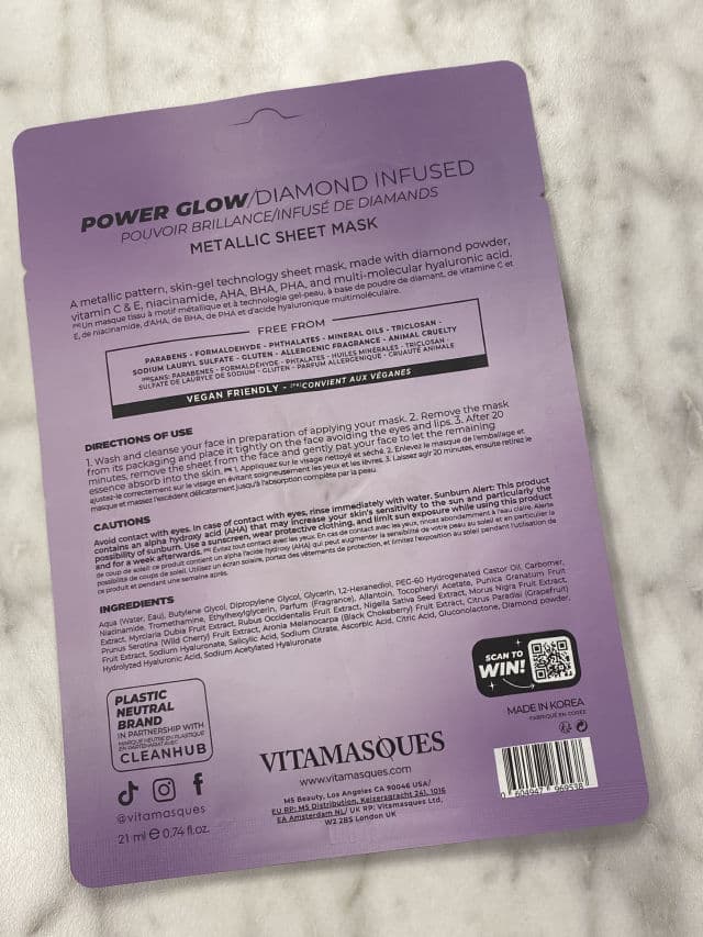 Vitamasques Power Glow Diamond Infused Metallic Face Sheet Mask review photo by DanielleSkin27