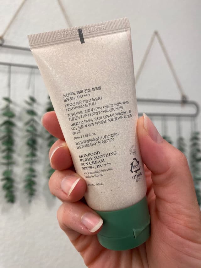 SKINFOOD Berry Soothing Sun Cream SPF50+ PA++++ review photo by DanielleSkin27