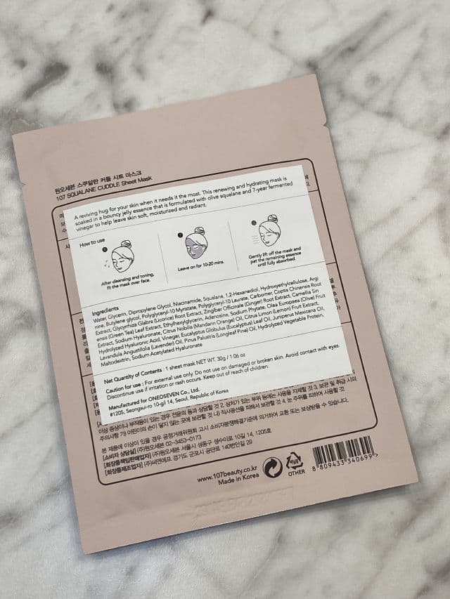 107 Squalane Cuddle Sheet Mask review photo by DanielleSkin27