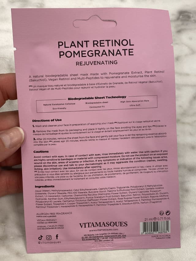 Vitamasques Plant Retinol Pomegranate Face Sheet Mask review photo by DanielleSkin27