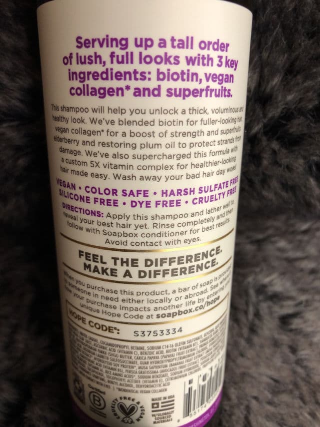 Soapbox Biotin and Superfruit Restore & Volumize Shampoo review photo by Pixiesnewlife