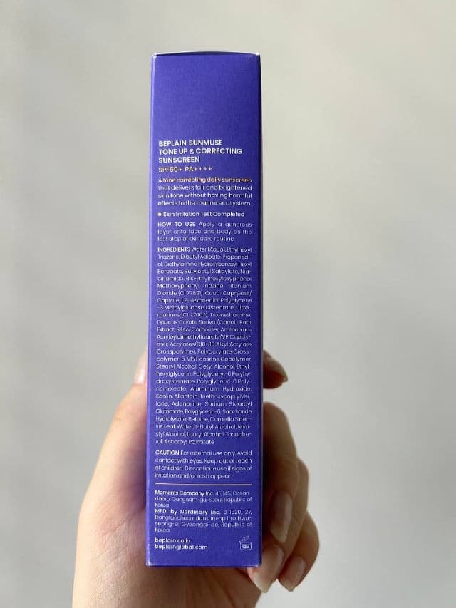 Beplain Sunmuse Tone-Up & Correcting Sunscreen SPF 50+ PA++++ review photo by chubsterskin