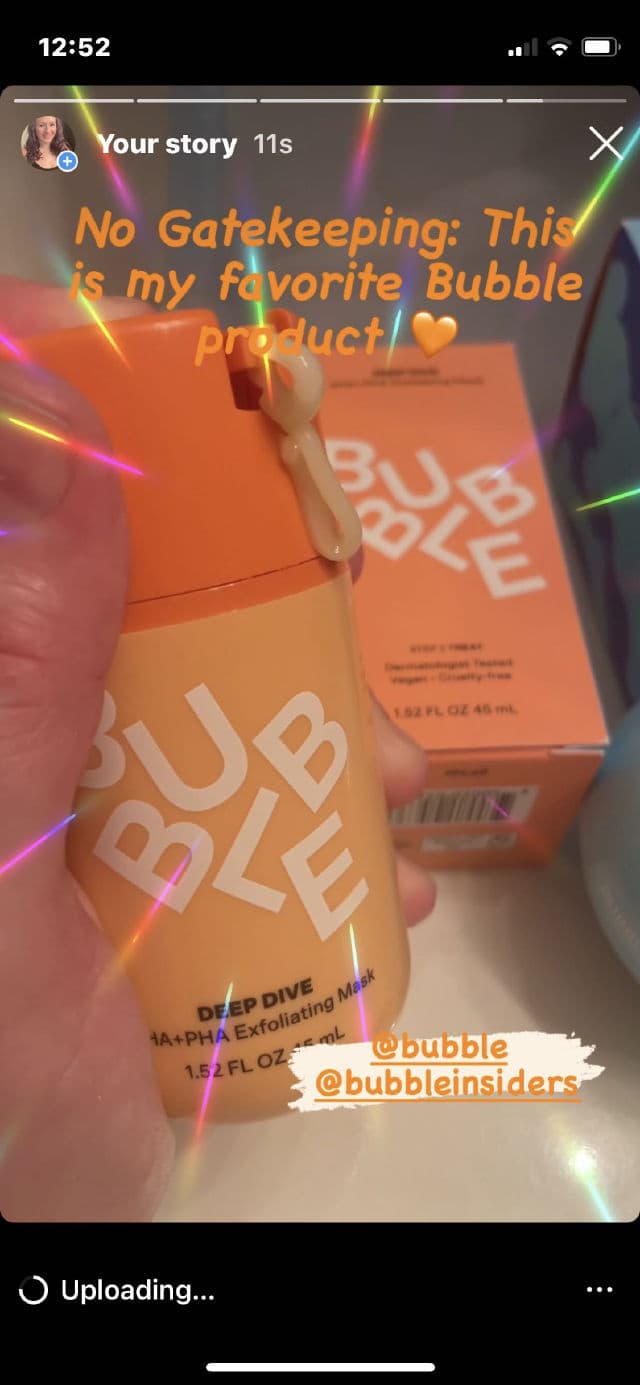 Bubble Deep Dive AHA + PHA Exfoliating Mask review photo by BeautyByJennMarie