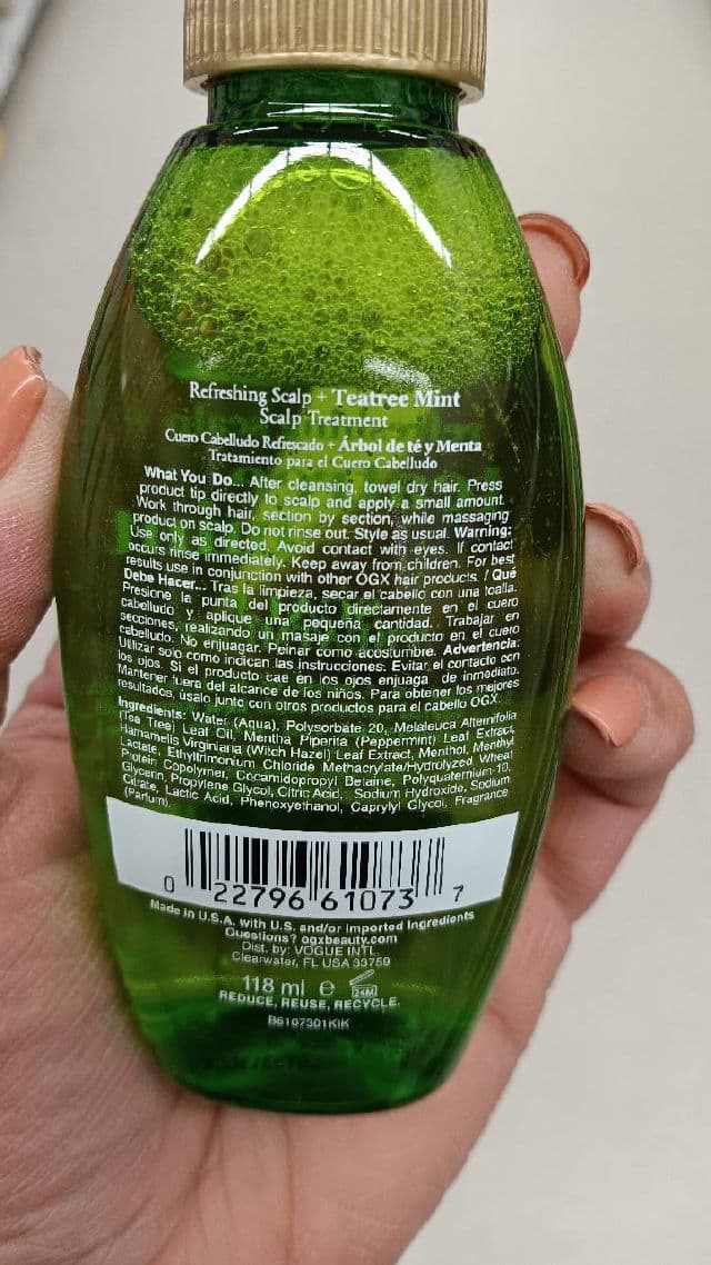 OGX Extra Strength Refreshing + Invigorating Teatree Mint Dry Scalp Treatment review photo by lamamaishere