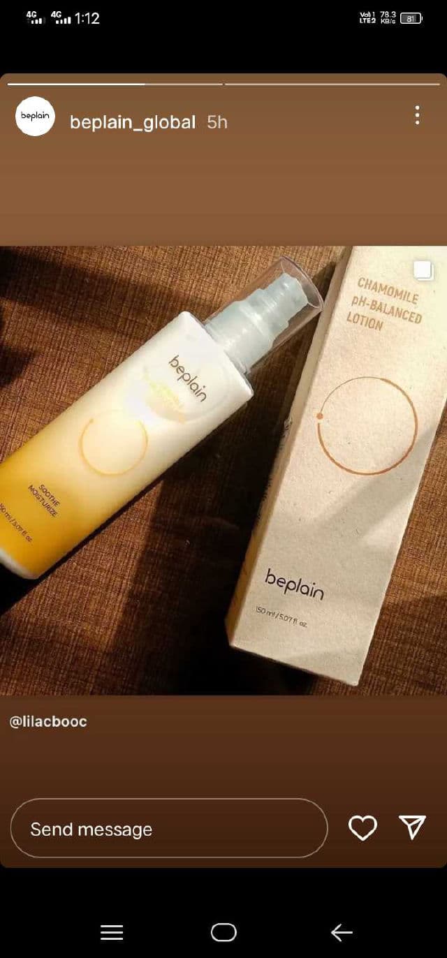 Beplain Chamomile pH Balanced Lotion review photo by lilacbooc