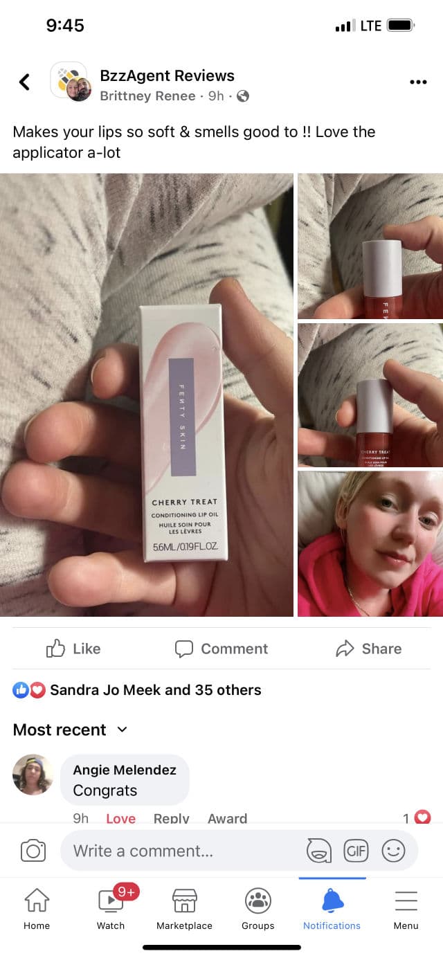 Fenty Skin Cherry Treat Conditioning + Strengthening Lip Oil review photo by bmeek