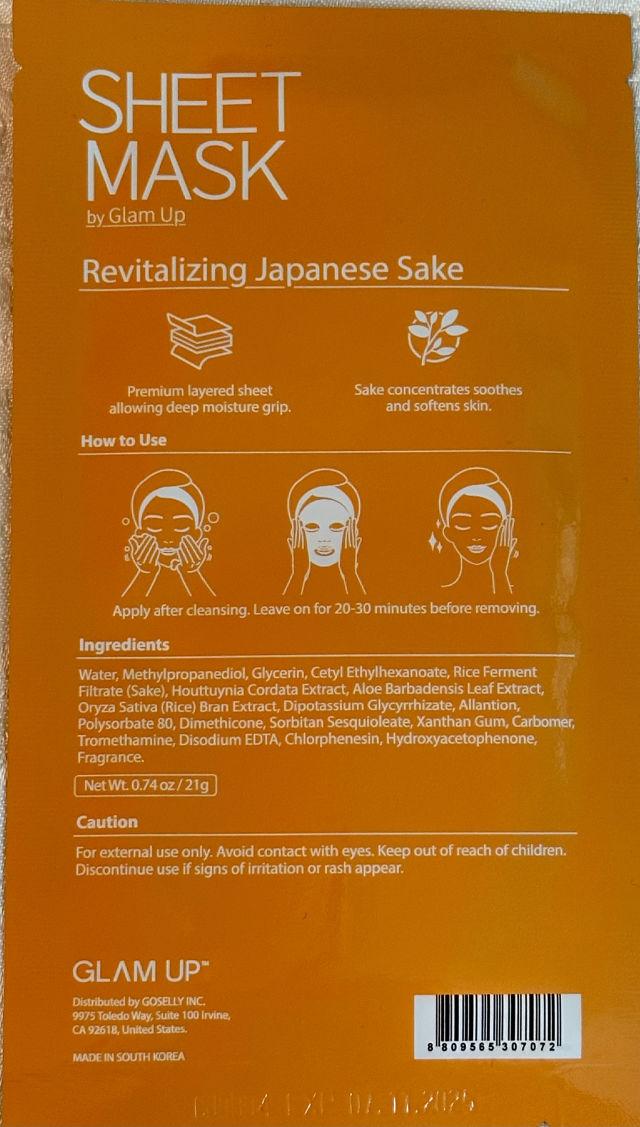 Revitalizing Sake (Japanese Rice) Sheet Mask product review