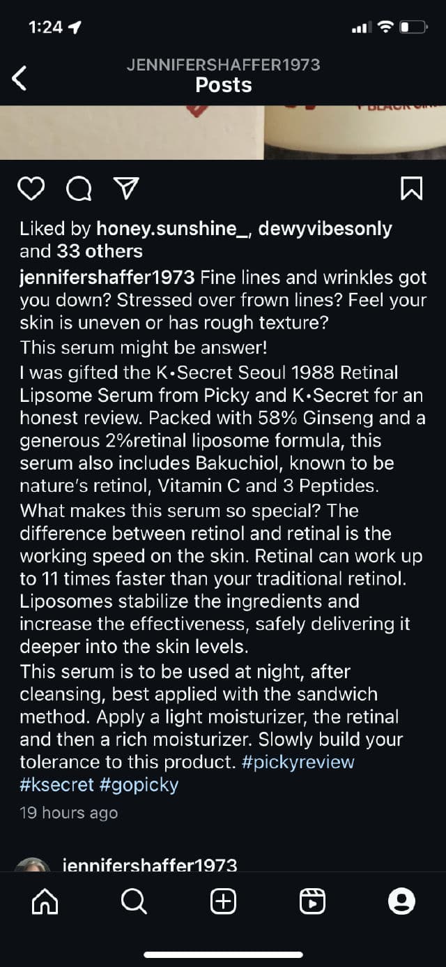 K-Secret Seoul 1988 Serum: Retinal Liposome 2% + Black Ginseng review photo by JenShaf1