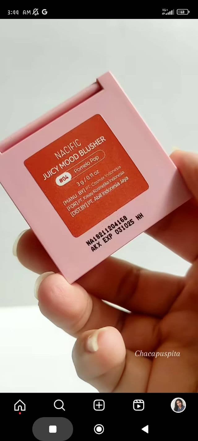 Nacific Juicy Mood Blusher #04 Pomelo Pop review photo by ChandraPuspita