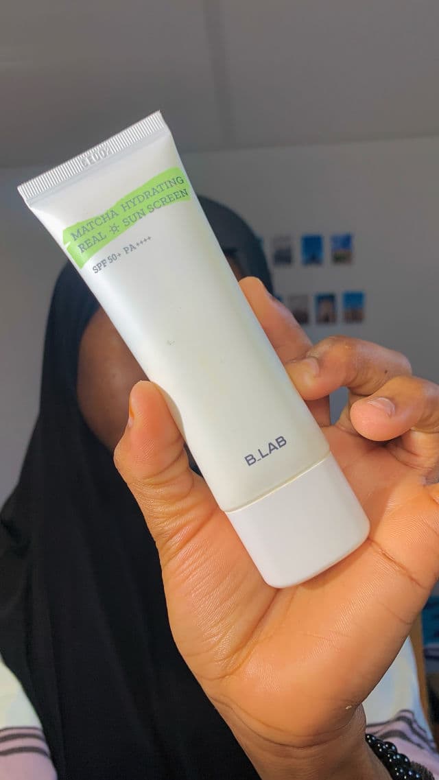 B_LAB Matcha Hydrating Real Sun Screen SPF 50+ PA++++ review photo by skincareardent