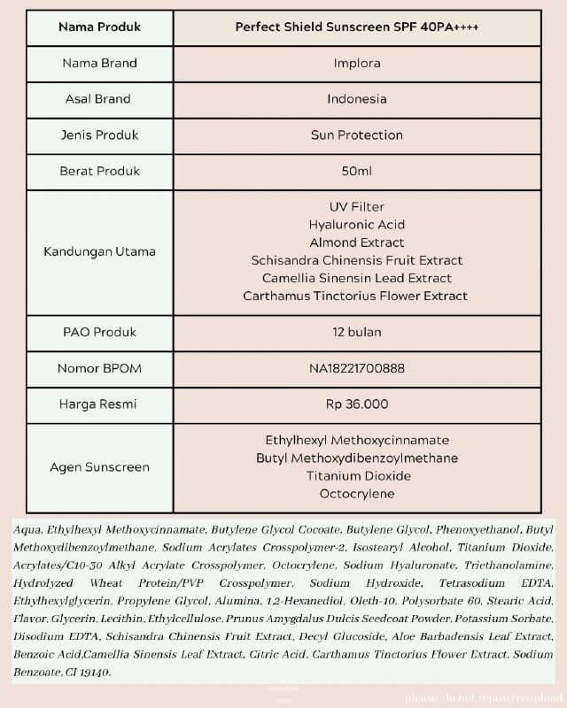 Implora Perfect Shield Sunscreen SPF 40 PA++++ review photo by bloomidda